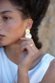 Experience the transformative power of our Unique Design Ring. Order yours today and let your fingers become a canvas for expressing your distinctive style and personal aesthetic.  18k gold plated on stainless steel. Available in size 6, 7, 8 All the rings come in a beautiful jewelry pouch.
