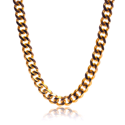 This chain necklace is a must-have accessory for your wardrobe. Stylish and versatile, it has a unique design that makes it an instant classic.  18K gold plated on stainless steel. Length: 48CM Width: 15MM This product is hypoallergenic and tarnish resistant. 