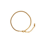 This gold chain ankle bracelet is a modern day, classic style that perfectly blends contemporary design with beautiful, timeless fashion.  18k gold plated on stainless steel. Length: 20CM Extender: 5CM This product is hypoallergenic and tarnish resistant. 