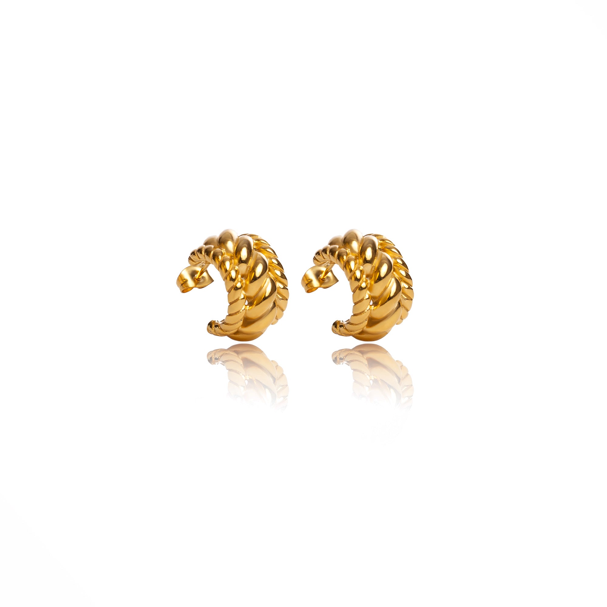 Sweet and simple, these Capri hoop earrings will lift your vacation look-feel from a day at the beach to happy hour by the pool.   18k gold plated on stainless steel. height This product is hypoallergenic and tarnish resistant.