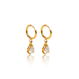 These gold hoop earrings are the perfect accessory, whether you are looking for the finishing touch to complete your look or hoping to start a new jewelry collection. 18k gold plated on stainless steel. outer diameter: 14mm size: 6*9mm