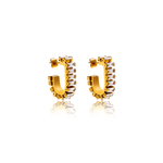 Brighten up any outfit with these gorgeous statement earrings. These will be the perfect finishing touch to any look. 18k gold plated on stainless steel. Size: 5*23mm