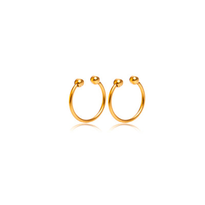 No pericing needed with our beautiful cuff earring. We are positive that these will be the perfect match for your outfit. Perfect for all seasons!  18k gold plated on stainless steel. Inner diameter 1.3CM This product is hypoallergenic and tarnish resistant. 
